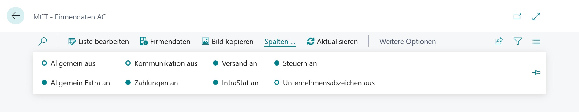 Spalten ein- und ausbelenden