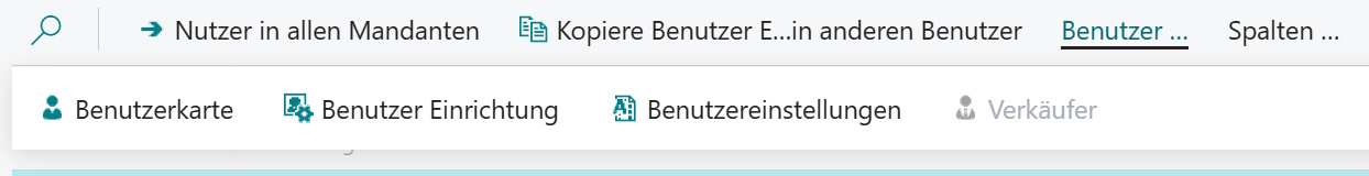Benützer-Menüpunkte