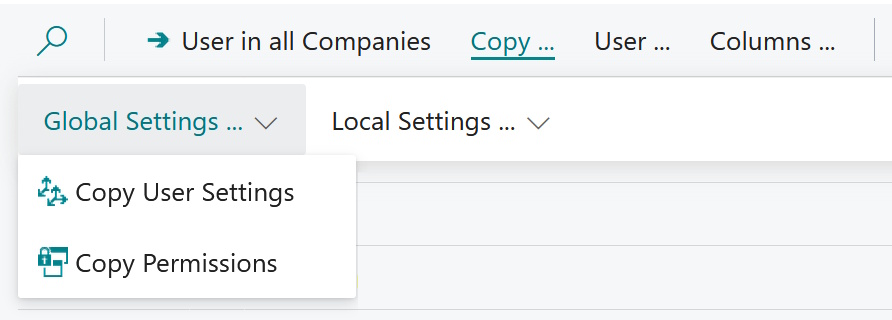 Copy Actions in Menu